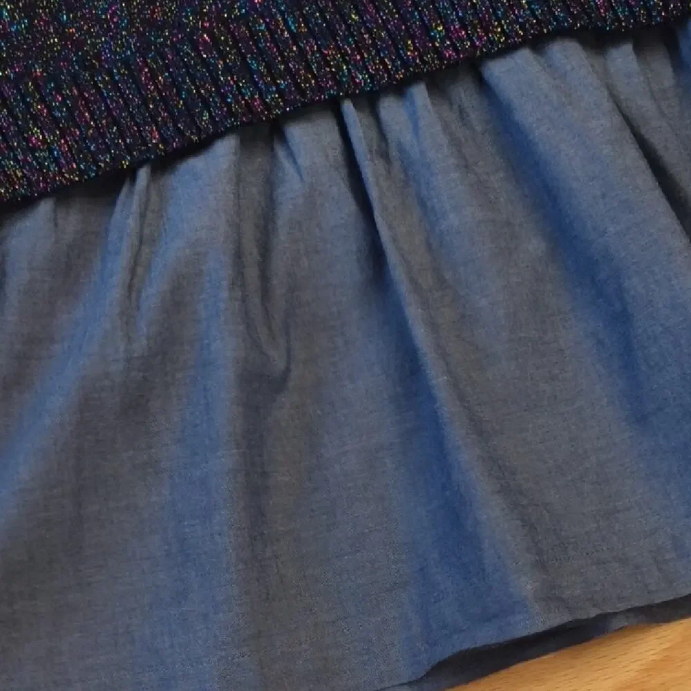Crewcuts Multicolor Knit Sweater Dress w/Denim Girls Size 10 EUC